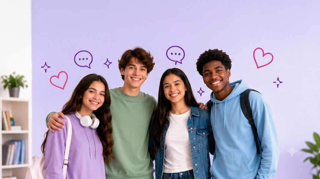 Amigos Adolescentes abraçados